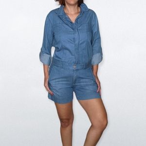 FADE TO BLUE Chambray Romper  EUC